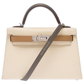 Hermès Sac HERMES Kelly Mini en Cuir Beige - 103281 Beige