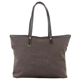 Prada 2000s Jacquard Canvas Shopper Tote Handbag Brown