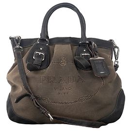 Prada Shopper-Handtasche aus Jacquard-Canvas der 2000er Grün