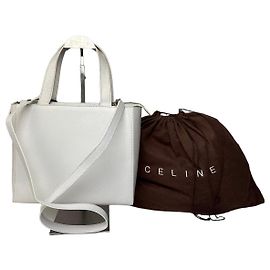Céline Vintage Celine Paris 2Way Lederhandtasche Weiß Weiß