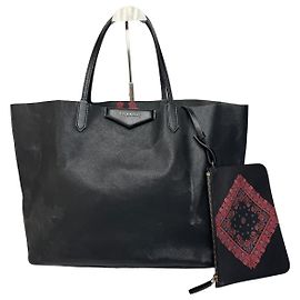 Vintage Givenchy Antigona Leather Tote Bag Black Abstract Black