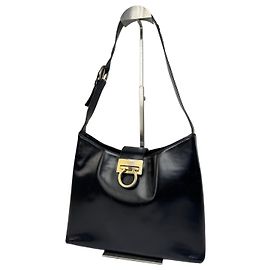 Vintage Salvatore Ferragamo Wanda Lederhandtasche Schwarz Schwarz