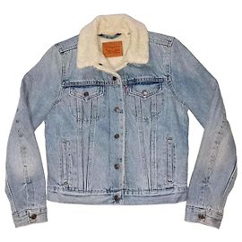 Levi's Damen Typ 3 Sherpa gefütterte blaue Denim Standard Trucker Jeansjacke Blau