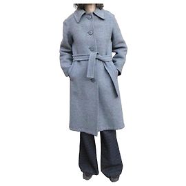 Burberry Grey Wool Coat with Belt Grey