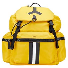 Mochila de Nylon e Couro Bally Crew Preto Amarelo