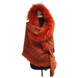 Capa Loewe Laranja de Lã com Estampa Multicor