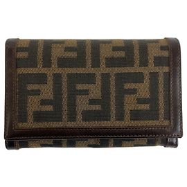 Fendi Zucca Pattern Brown Canvas/Leather Wallet Brown