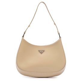 Sac à bandoulière Cleo en cuir brun brossé Prada Marron Beige