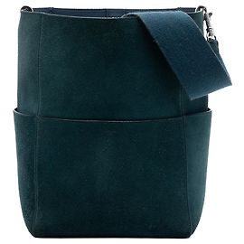 Céline Sac seau medium en daim bleu Celine avec sangle Bleu Autre