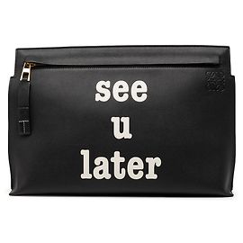 LOEWE Pouch T See U Later de piel de ternera negra Anagram Negro