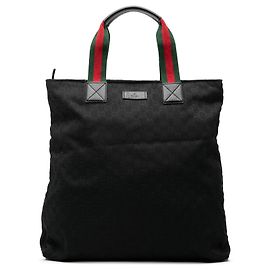 Gucci Black GG Canvas Web Tote Black
