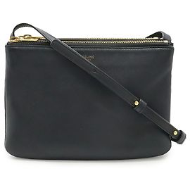Céline Celine Trio Small Shoulder Bag/Pouch in Black Leather Black