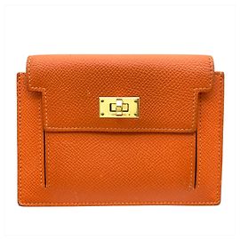 Billetera compacta Kelly de Hermès / Estuche para monedas Naranja