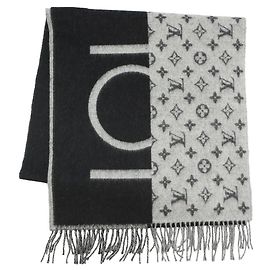 Schal aus schwarzer Kaschmir Monogram Louis Vuitton Schwarz