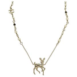 Collier en strass plaqué or Chanel Doré