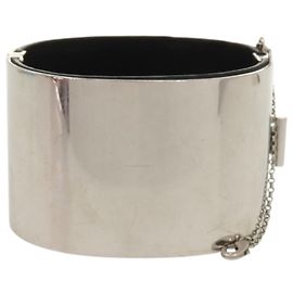 Céline Pulseira de couro preto e prata da Celine Preto Prata