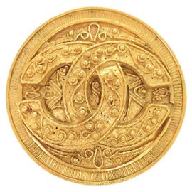 Goldene Vintage Chanel Coco Mark Brosche Golden