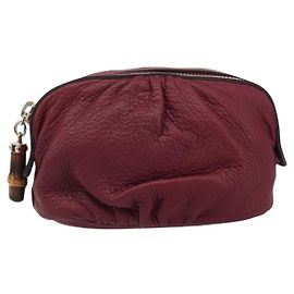 Pochete de couro Gucci Bamboo Roxo