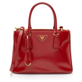 Prada Patent Saffiano Galleria Small Tote Red