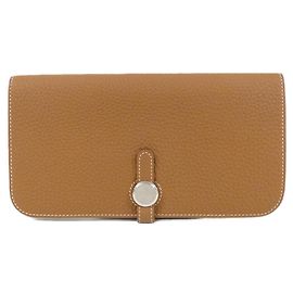 Cartera Larga Togo Dogon de Hermès Dorado Metálico