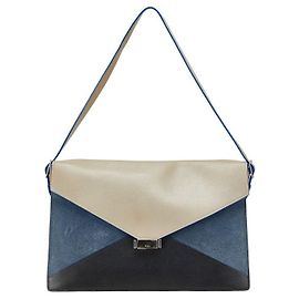 Céline Borsa a spalla in pelle scamosciata Celine Diamond Clutch Nero Blu Beige