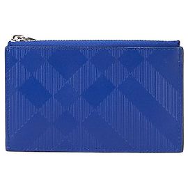 Portafoglio in pelle Burberry con porta monete Blu