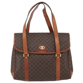 Céline Celine Vintage Macadam Lona e Couro Marrom