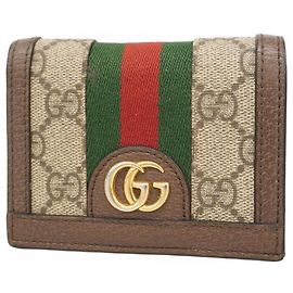 Portefeuille bi-fold Ophidia en cuir marron Gucci Marron