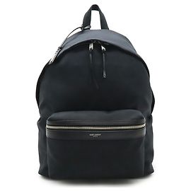 Yves Saint Laurent Canvas and Leather Backpack Black