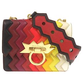 Bolsa de ombro em couro multicolorida Salvatore Ferragamo Multicor
