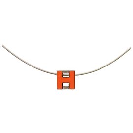 Collar Hermès Carge d'Ache H Cube Metal Naranja Naranja