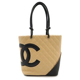 Chanel Cambon Medium Tote Schultertasche Schwarz Beige