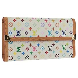 LOUIS VUITTON Cartera Tresor Internacional Multicolor M92659 Auth 168396SAV Blanco