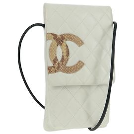 Borsa a Spalla CHANEL Matelassé Cambon in Pelle Bianca e Nera CC Auth BA9742V Nero Bianco