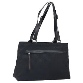 Salvatore Ferragamo Borsa Tote Gancini in Nylon Nero Argento Auth gh1671 Nero Argento