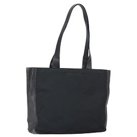 Borsa Tote PRADA in nylon e pelle nera argento Auth gh1640 Nero Argento