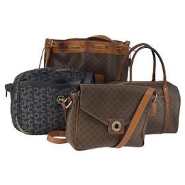 Céline CELINE Macadam Canvas C Macadam Canvas Bag PVC 4 Set Brown Navy Auth fm5067 Brown Navy blue