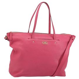 Sac à main Gancini en cuir rose et or Salvatore Ferragamo Auth ka1890V Rose Doré