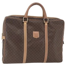 Céline Bolsa de negócios em lona Macadam CELINE em couro PVC marrom e dourado Auth 168602 Marrom Dourado