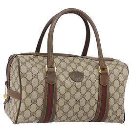 Bolsa Boston em PVC bege GG Supreme Web Sherry Line da GUCCI 002 069 0696 Auth 162976 Bege Dourado