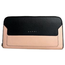 Vintage Marni Leather Wallet Rose Black Black