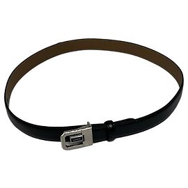 Vintage Lanvin Snake Emblossed Leather Belt Black Black