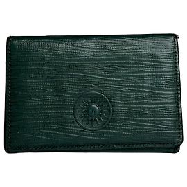 Vintage Gianni Versace Riffeld Leather Card Holder Dark Green Green