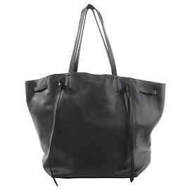 Céline Borsa a Spalla Celine Cabas Phantom Media in Pelle Nera Nero