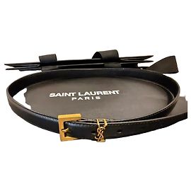 Yves Saint Laurent Saint Laurent black leather slim belt Black