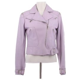 Dior Kurze lila Lederjacke mit Strass Lila
