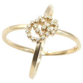 Gucci GG Running Cross Logo Diamond Ring Golden