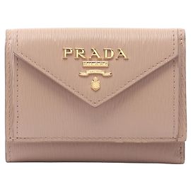Prada VITELLO MOVE Compact Tri-fold Wallet Pink