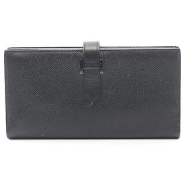 Hermès Bearn Soufflet Bi-fold Long Wallet Black