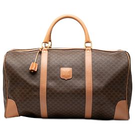 Céline Celine Brown Macadam Coated Canvas Travel Bag Brown